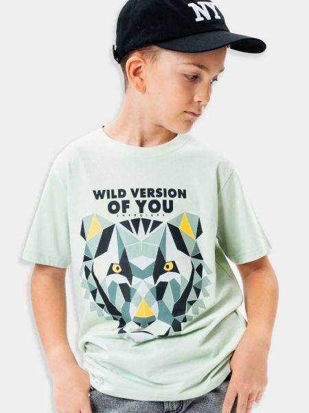 Μπλούζα κοντομάνικη με print τίγρη  μέντα