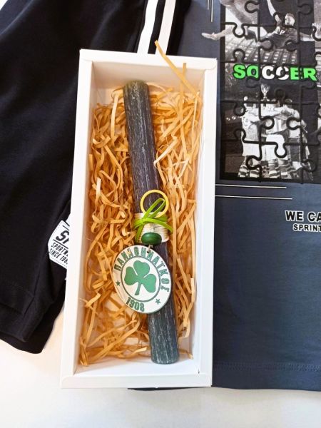 Χειροποίητη λαμπάδα με μπρελόκ ομάδας πράσινο