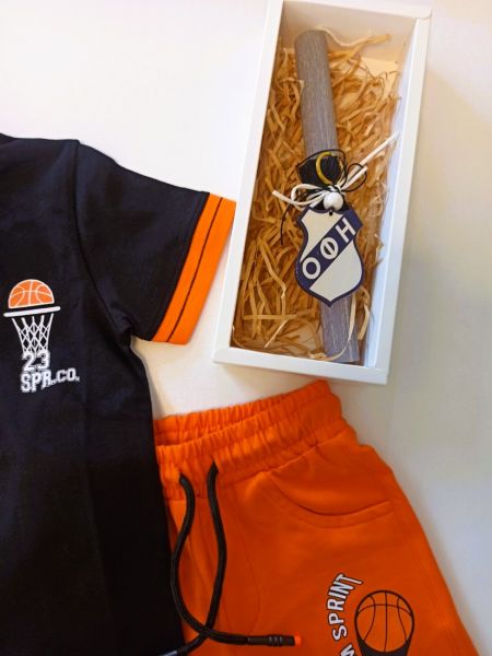 Χειροποίητη λαμπάδα με μπρελόκ ομάδας μαύρο