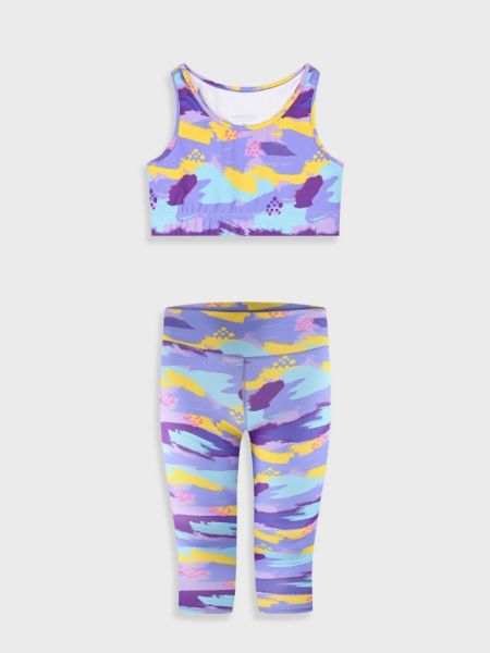 Σετ αθλητικό μπουστάκι με κολάν εμπριμέ λιλά