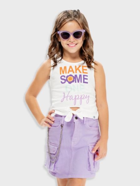 Φούστα τζιν μονόχρωμη με αλυσίδες λιλά