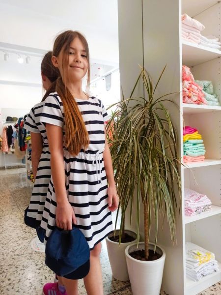 Φόρεμα ριγέ Polo Club με ζώνη λευκό