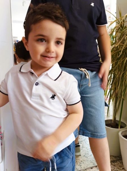 Μπλούζα Polo Club με κέντημα και ρίγα λευκό