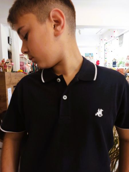 Μπλούζα Polo Club με κέντημα και ρίγα μπλε