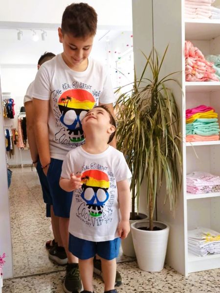 Σετ μπλούζα με βερμούδα με print tropical skull μπλε