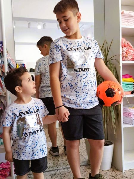 Σετ μπλούζα με βερμούδα με print playstation λευκό