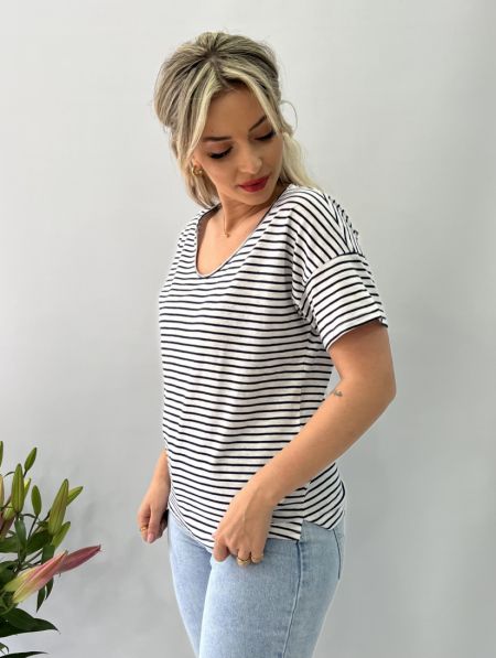 Μπλούζα κοντομάνικη μαρινιέρα μπλε