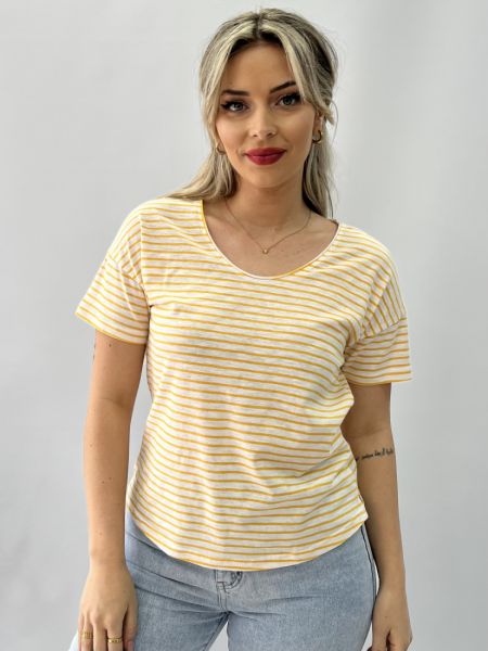Μπλούζα κοντομάνικη μαρινιέρα κίτρινο