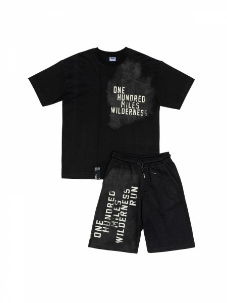 Σετ μπλούζα και βερμούδα με print One hundred miles wilderness μαύρο