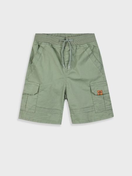 Βερμούδα Cargo βαμβακερή μονόχρωμη χακί