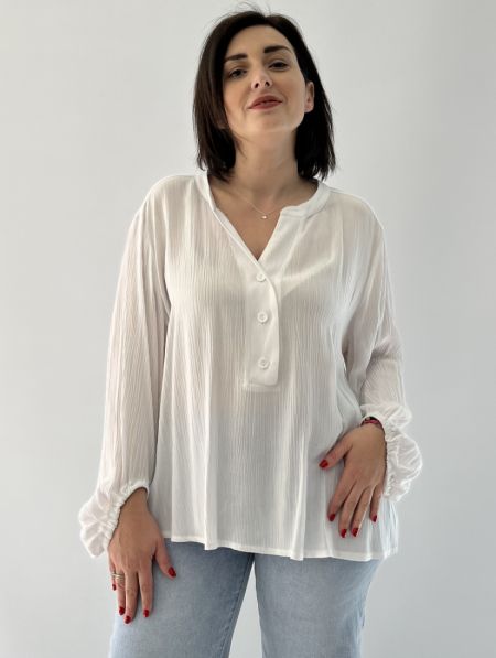 Πουκαμίσα γάζα με πατηλέτα λευκό