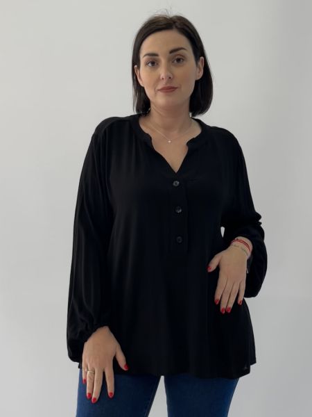 Πουκαμίσα γάζα με πατηλέτα μαύρο