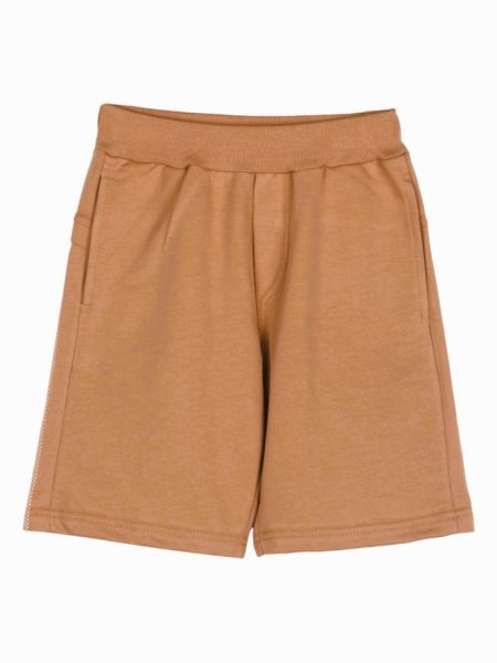 Βερμούδα μονόχρωμη βαμβακερή με τσέπες καφέ