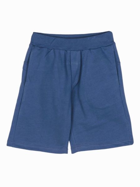 Βερμούδα μονόχρωμη βαμβακερή με τσέπες μπλε