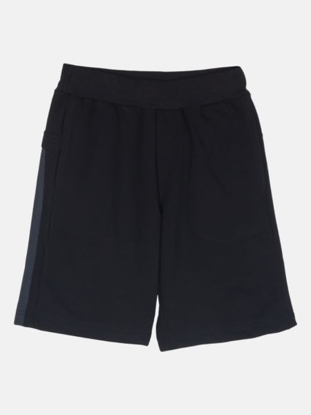 Βερμούδα μονόχρωμη βαμβακερή με τσέπες μαύρο