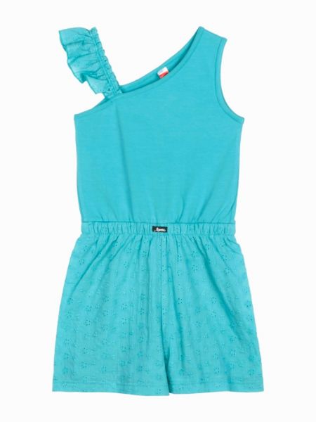 Φόρμα σορτς μονόχρωμη με κέντημα στο σορτς τυρκουάζ