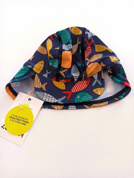 Αντηλιακό καπέλο με SPF 40+ με print βυθός μπλε