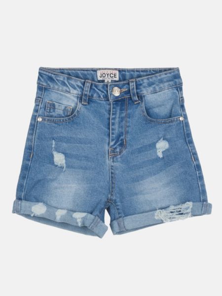 Σορτς τζιν με σκισίματα και ρεβέρ μπλε