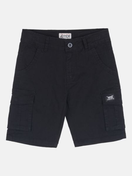 Βερμούδα Cargo βαμβακερή μονόχρωμη με θηλύκια  μαύρο