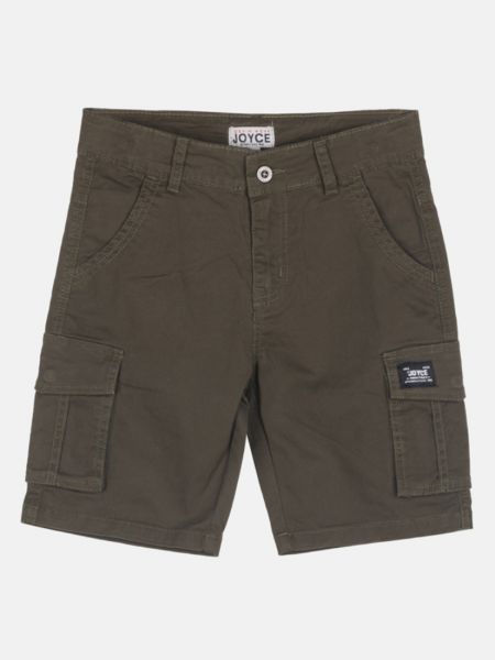 Βερμούδα Cargo βαμβακερή μονόχρωμη με θηλύκια  χακί