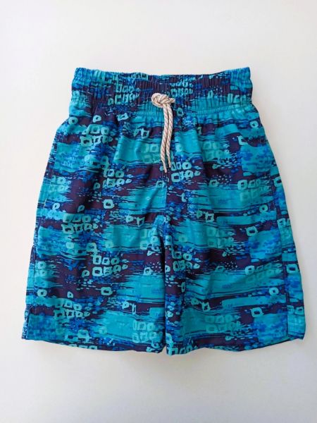 Μαγιό βερμούδα με τσέπες και print ocean colors ελληνικής ραφής τυρκουάζ