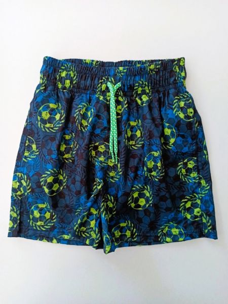 Μαγιό βερμούδα με τσέπες και print football ελληνικής ραφής μπλε