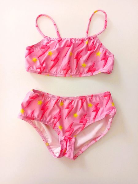 Μαγιό μπικίνι με print thunderstruck ελληνικής ραφής φούξια