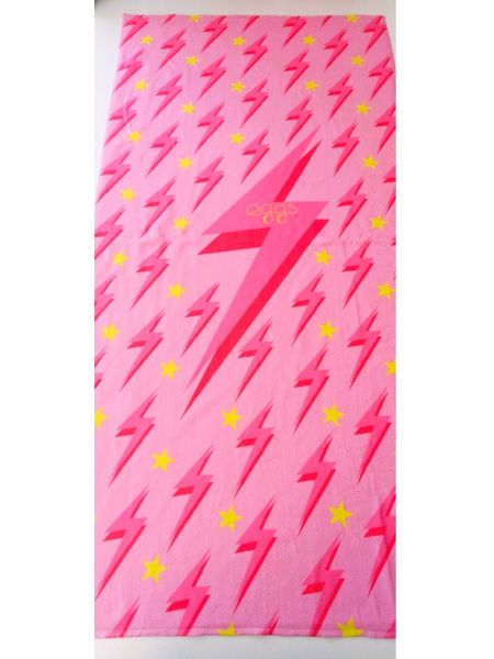 Πετσέτα με print thunderstruck ελληνικής ραφής φούξια