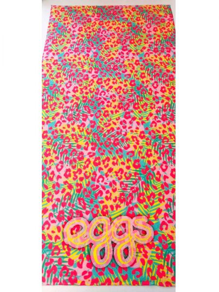 Πετσέτα με πολύχρωμο animal print ελληνικής ραφής φούξια