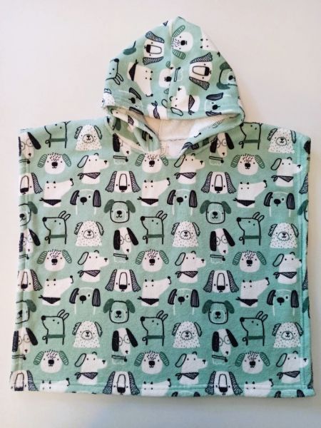 Πετσέτα πόντσο με κουκούλα και print σκυλάκια ελληνικής ραφής μέντα