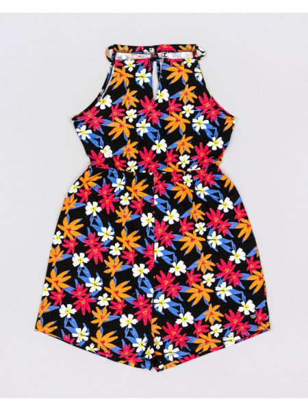 Ολόσωμο φλοράλ σορτς με άνοιγμα στην πλάτη κοραλί