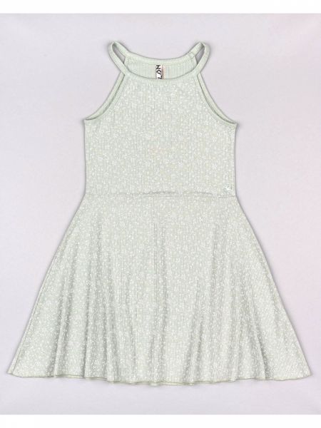 Φόρεμα φλοράλ με παρτούς ώμους μέντα