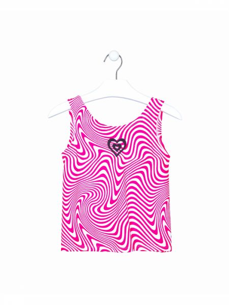 Μπλούζα εξώπλατη με print 3D εφέ φούξια