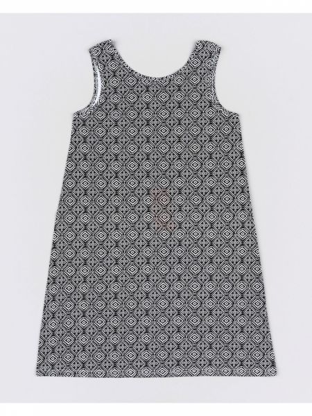 Φόρεμα με γεωμετρικά σχέδια και χιαστή πλάτη μαύρο