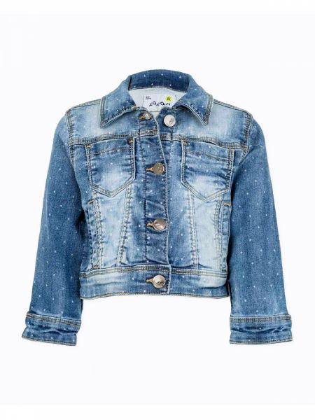 Τζιν μπουφάν κροπ πουά με τσέπες μπλε