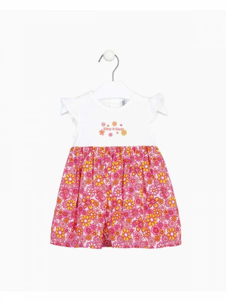 Φόρεμα φλοράλ με glitter print 'Hippy and Happy' ροζ