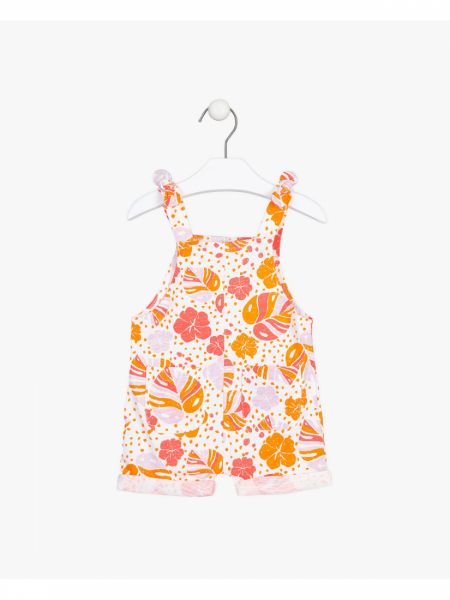 Φόρμα φλοράλ με φιογκάκια και τσέπες πορτοκαλί