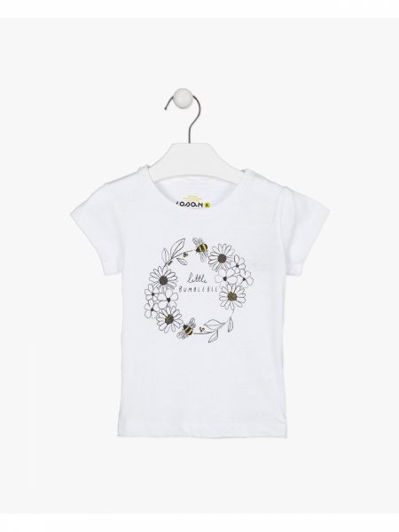 Μπλούζα κοντομάνικη με print daisies λευκό