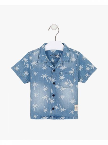 Πουκάμισο τζιν βρεφικό με print palm trees μπλε