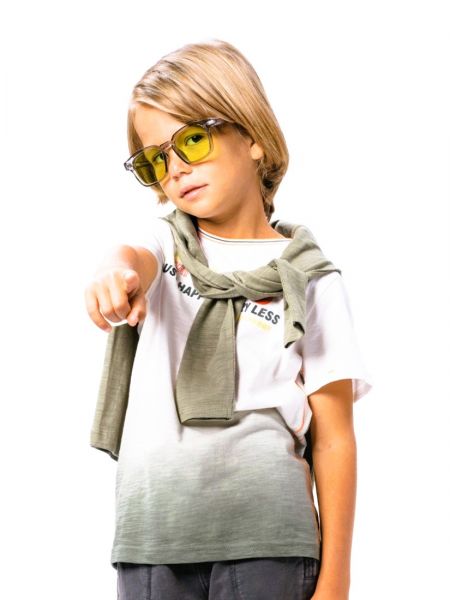 Μπλούζα κοντομάνικη όμπρε με τύπωμα γκρι