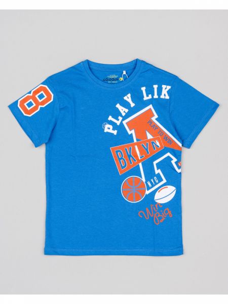 Μπλούζα κοντομάνικη βαμβακερή Losan Kids με διάφορα print μπλε ρουά