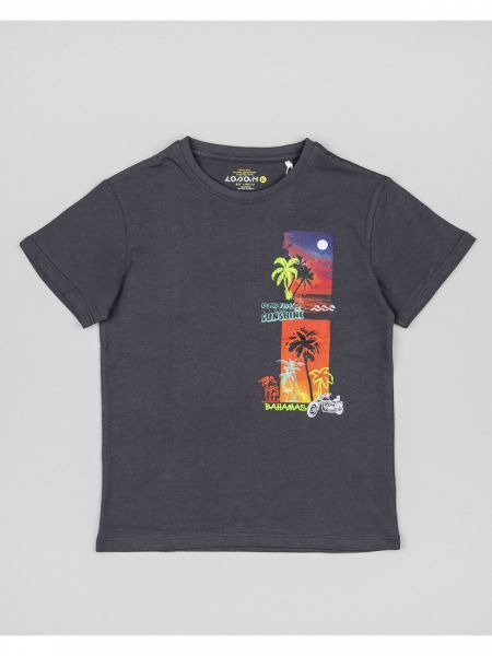 Μπλούζα κοντομάνικη βαμβακερή Losan Kids με διάφορα print ανθρακί