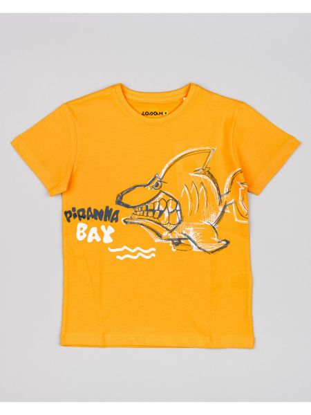 Μπλούζα κοντομάνικη βαμβακερή Losan Kids με διάφορα print καμηλό