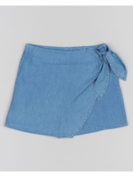 Φούστα σορτς με δέσιμο μονόχρωμη γαλάζιο