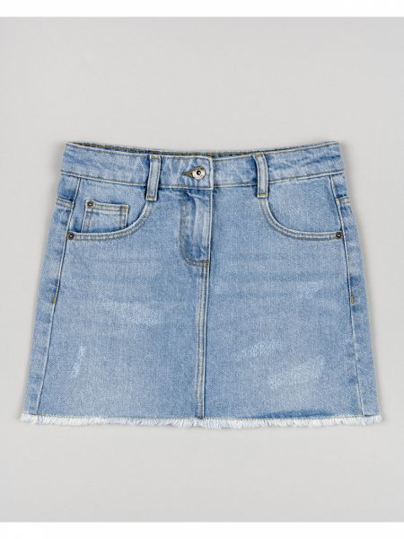 Φούστα τζιν με ξέφτια και τσέπες γαλάζιο