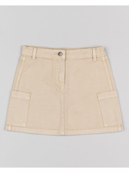 Φούστα τζιν cargo μονόχρωμη μπεζ
