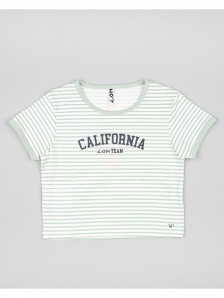 Μπλούζα κοντομάνικη κροπ βαμβακερή με διάφορα print μπεζ