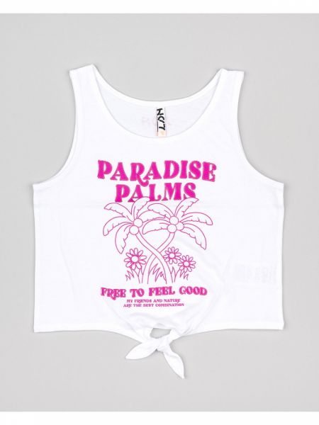 Μπλούζα αμάνικη βαμβακερή με διάφορα print λευκό