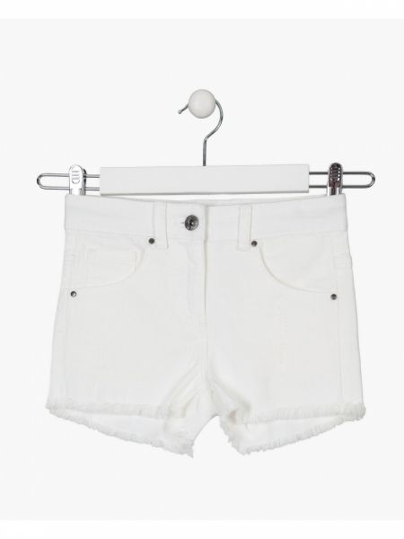Τζιν σορτς με ξέφτια μονόχρωμο λευκό