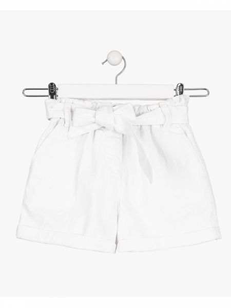 Τζιν σορτς ψηλόμεσο με ζώνη μονόχρωμο λευκό